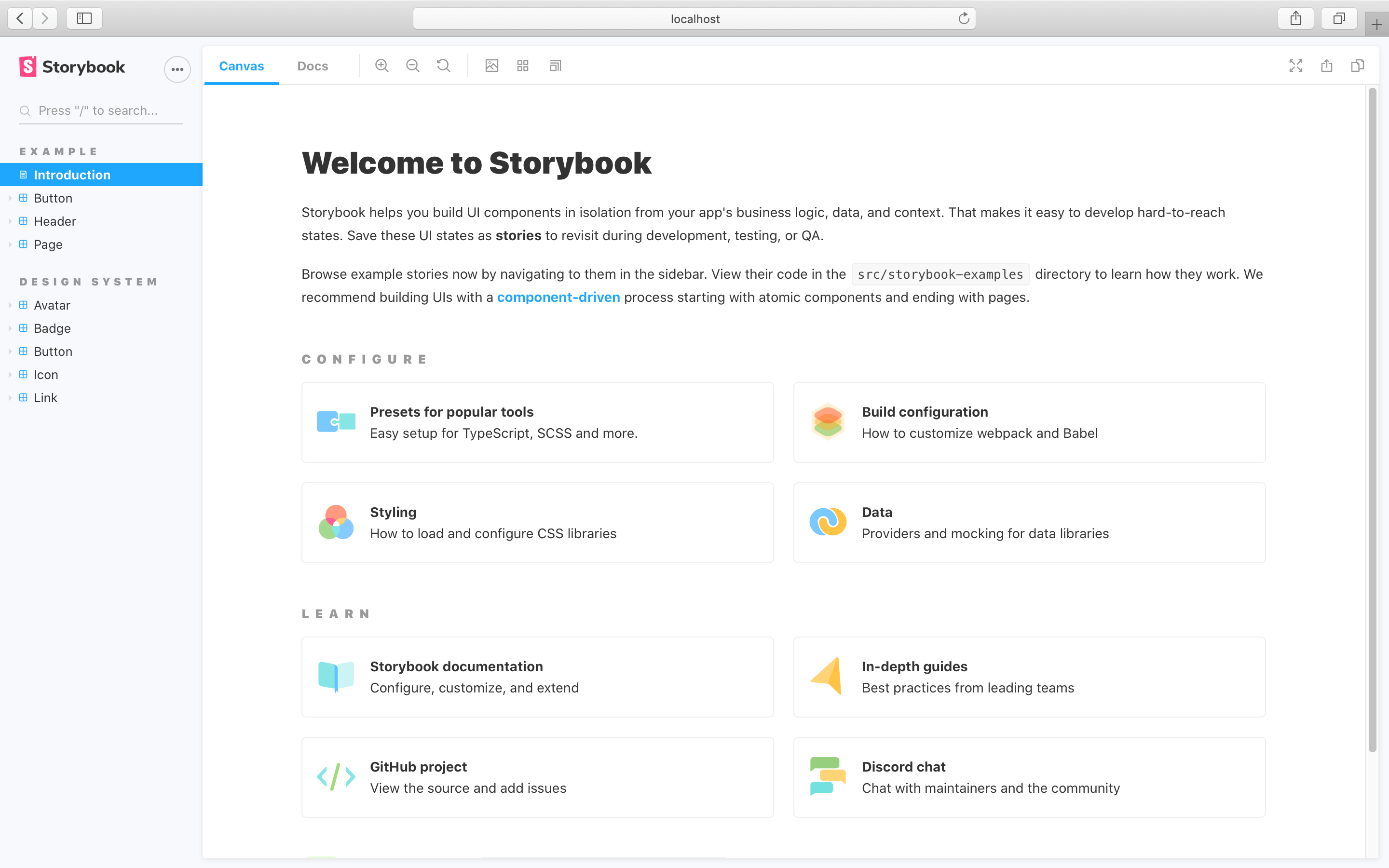 Initial Storybook UI